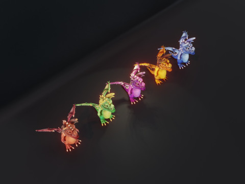 Cartoon Gem Dragons Animated Modelo 3D