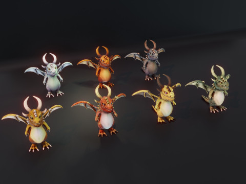 Cartoon Metallic Dragons Animated 3D 模型