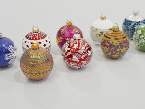 Christmas Baubles Low-poly 3D-Modell