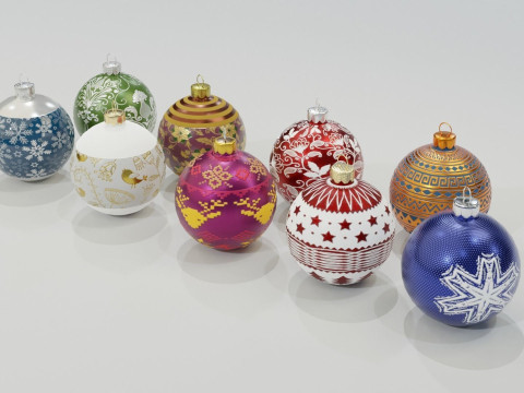 Christmas Baubles Low-poly Model 3D