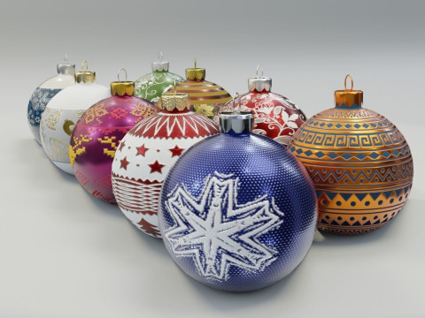 Christmas Baubles Low-poly Model 3D