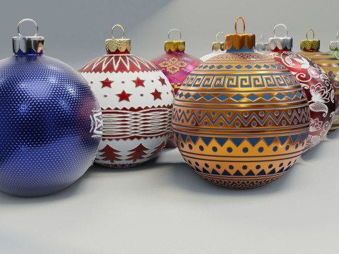 Christmas Baubles Low-poly Model 3D