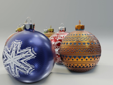 Christmas Baubles Low-poly Model 3D