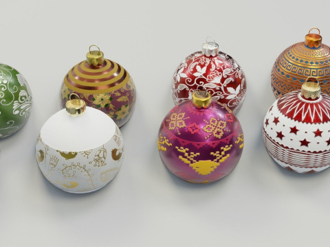 Christmas Baubles Low-poly Model 3D