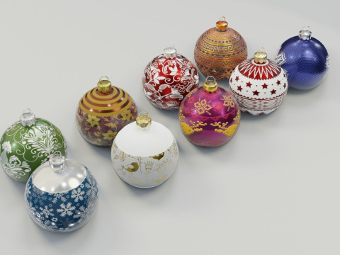 Christmas Baubles Low-poly Model 3D