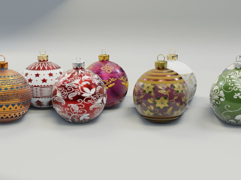 Christmas Baubles Low-poly Model 3D