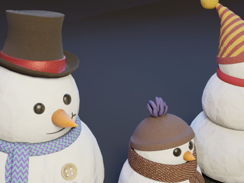 CartoonSnowmen Model 3D