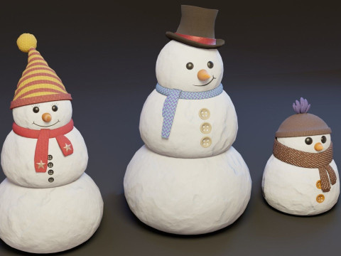 CartoonSnowmen Model 3D