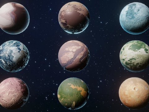 Alien Sci-Fi Planets Pack 3D Model