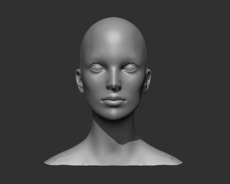 Female Head Realistic Base Mesh Modelo 3D .c4d .max .obj .3ds .fbx .stl .blend 