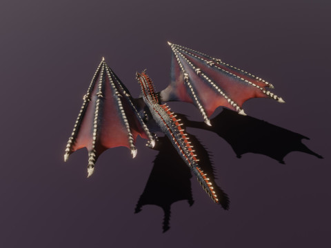 Realistic Black Dragon Animated Low-poly 3D Модель