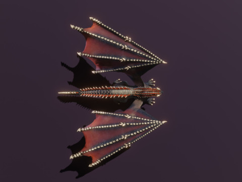 Realistic Black Dragon Animated Low-poly 3D Модель