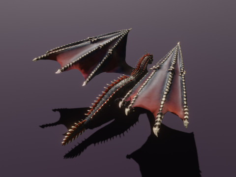 Realistic Black Dragon Animated Low-poly 3D Модель