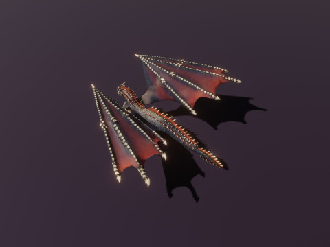 Realistic Black Dragon Animated Low-poly 3D Модель