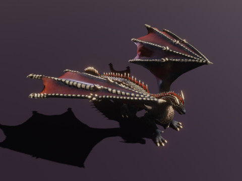 Realistic Black Dragon Animated Low-poly 3D Модель