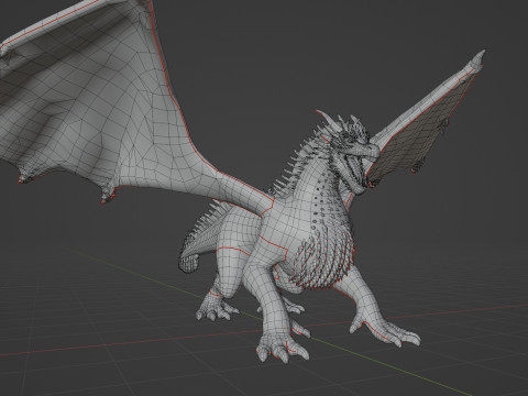 Realistic Black Dragon Animated Low-poly 3D Модель