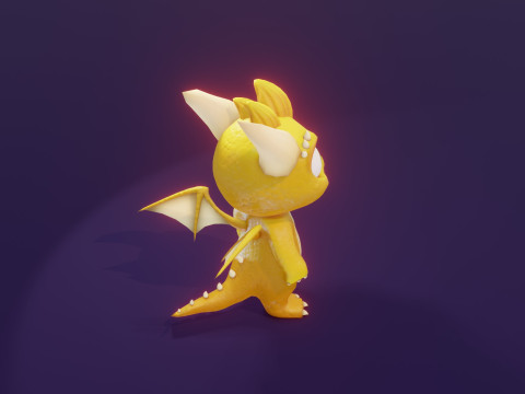 Cartoon Baby Dragon Yellow Model 3D