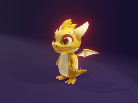 Cartoon Baby Dragon Yellow Model 3D