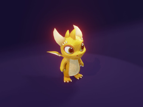 Cartoon Baby Dragon Yellow Model 3D