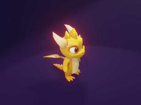 Cartoon Baby Dragon Yellow Model 3D