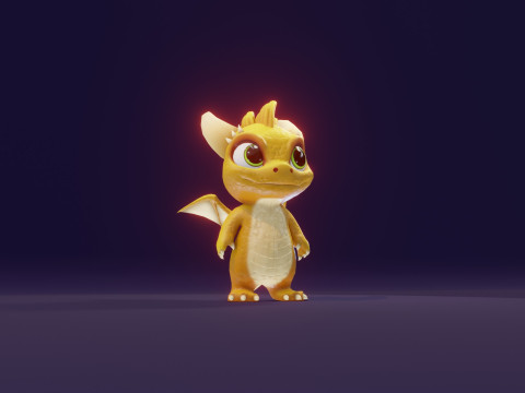 Cartoon Baby Dragon Yellow Model 3D