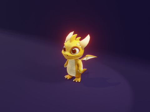 Cartoon Baby Dragon Yellow Model 3D