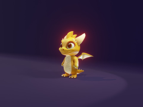Cartoon Baby Dragon Yellow Model 3D