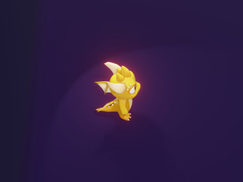 Cartoon Baby Dragon Yellow Model 3D