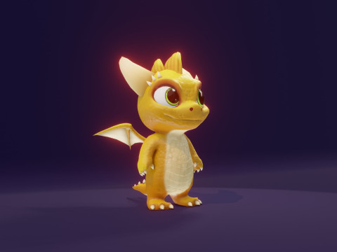 Cartoon Baby Dragon Yellow Model 3D