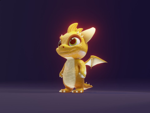 Cartoon Baby Dragon Yellow Model 3D