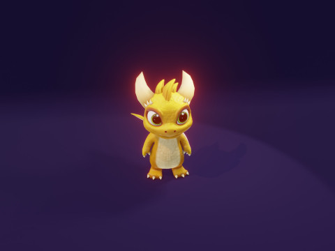 Cartoon Baby Dragon Yellow Model 3D