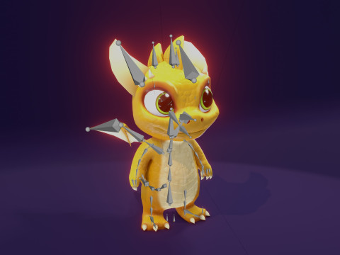 Cartoon Baby Dragon Yellow Model 3D