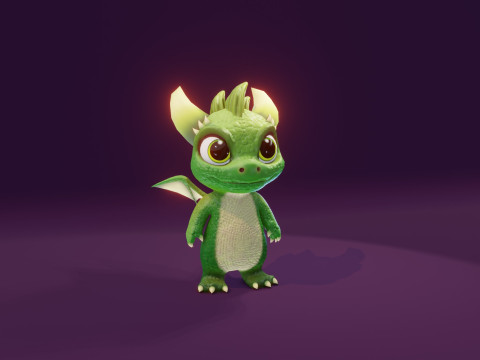 Cartoon Baby Dragon Green Modèle 3D