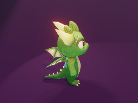 Cartoon Baby Dragon Green Modèle 3D