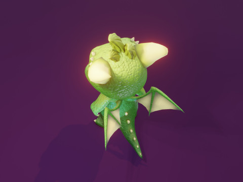 Cartoon Baby Dragon Green Modèle 3D