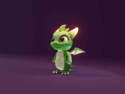 Cartoon Baby Dragon Green Modèle 3D