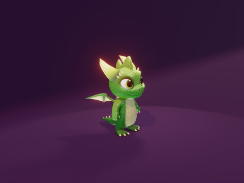 Cartoon Baby Dragon Green Modèle 3D