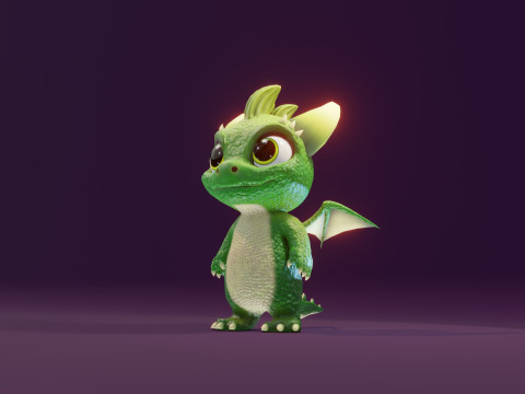 Cartoon Baby Dragon Green Modèle 3D