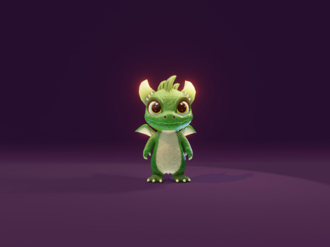 Cartoon Baby Dragon Green Modèle 3D
