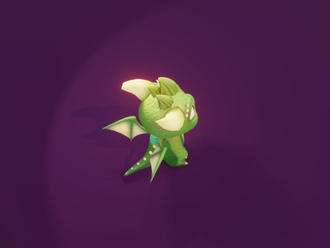 Cartoon Baby Dragon Green Modèle 3D