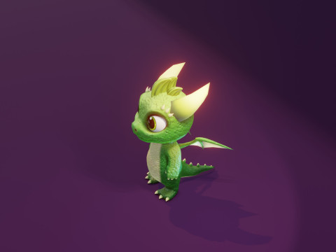 Cartoon Baby Dragon Green Modèle 3D