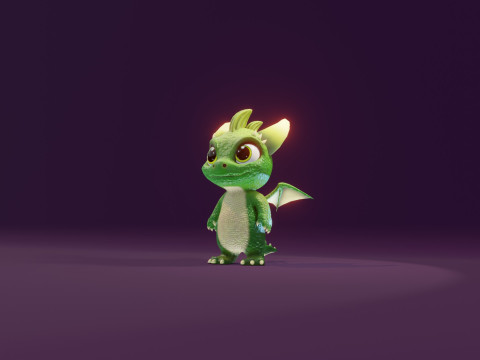 Cartoon Baby Dragon Green Modèle 3D
