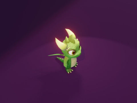 Cartoon Baby Dragon Green Modèle 3D