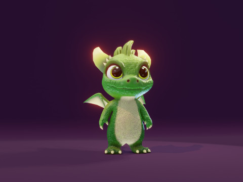 Cartoon Baby Dragon Green Modèle 3D
