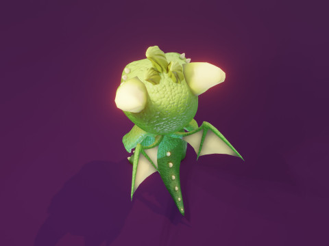 Cartoon Baby Dragon Green Modèle 3D