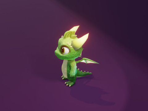 Cartoon Baby Dragon Green Modèle 3D