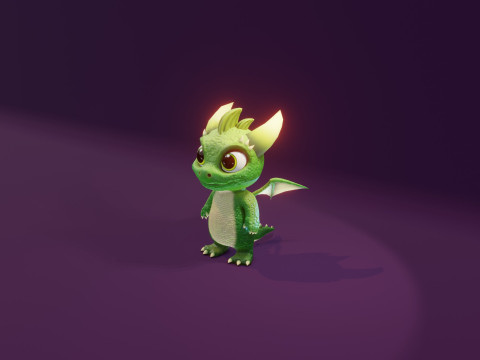 Cartoon Baby Dragon Green Modèle 3D