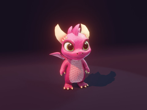 Cartoon Baby Dragons Low-poly 3D Модель