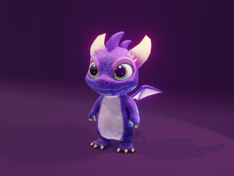 Cartoon Baby Dragons Low-poly 3D Модель