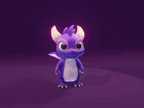 Cartoon Baby Dragons Low-poly 3D Модель